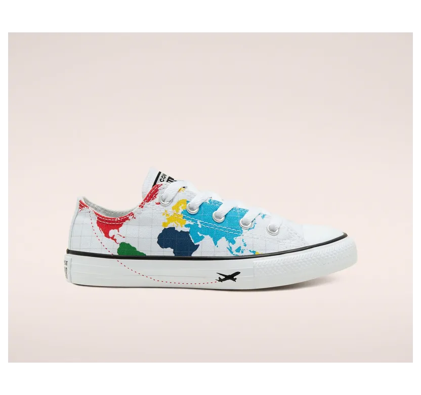 Converse Big Kids Geography Class Chuck Taylor All Star Low Top White/university Red/black (668458C)