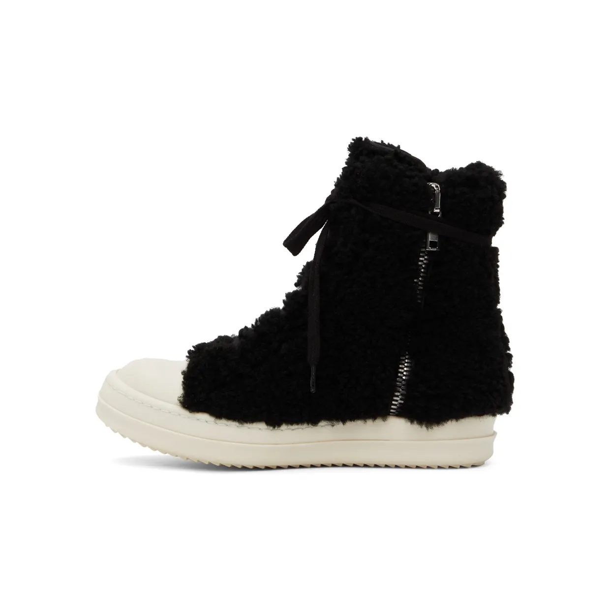 Rick Owens Black Shearling Strobe Sneakers (RU02B2890 LSHP) (3)