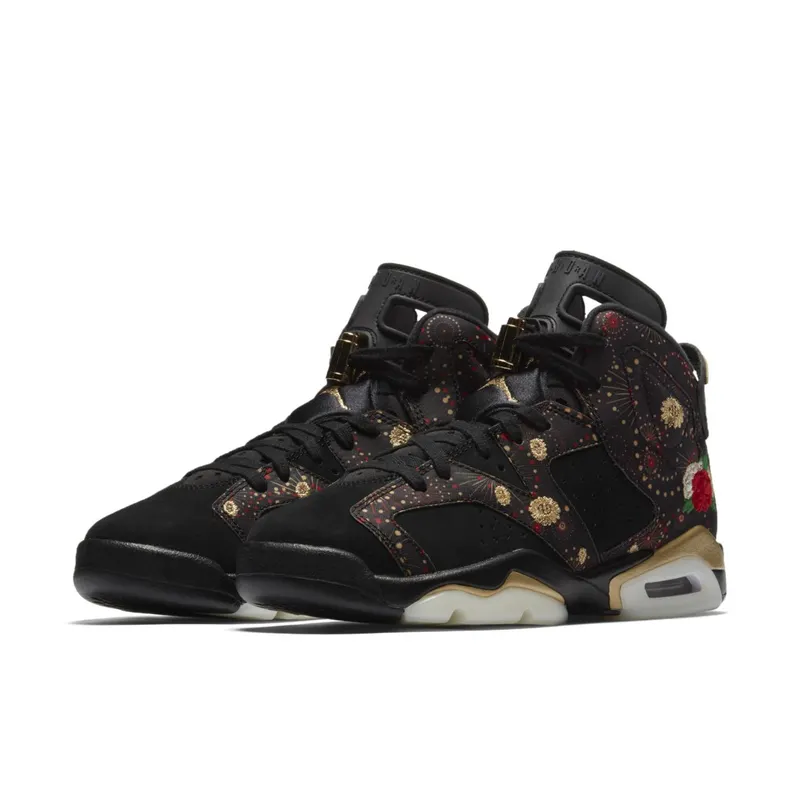 Jordan 6 Retro Chinese New Year 2018 (GS) Black/Metallic Gold-Multi-Color (AA2495-021)
