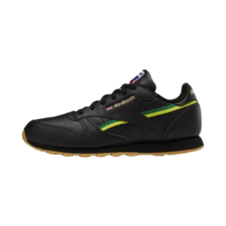 Reebok Classic Leather GS “Black / Base Green / Heritage Yellow” (EH1285)