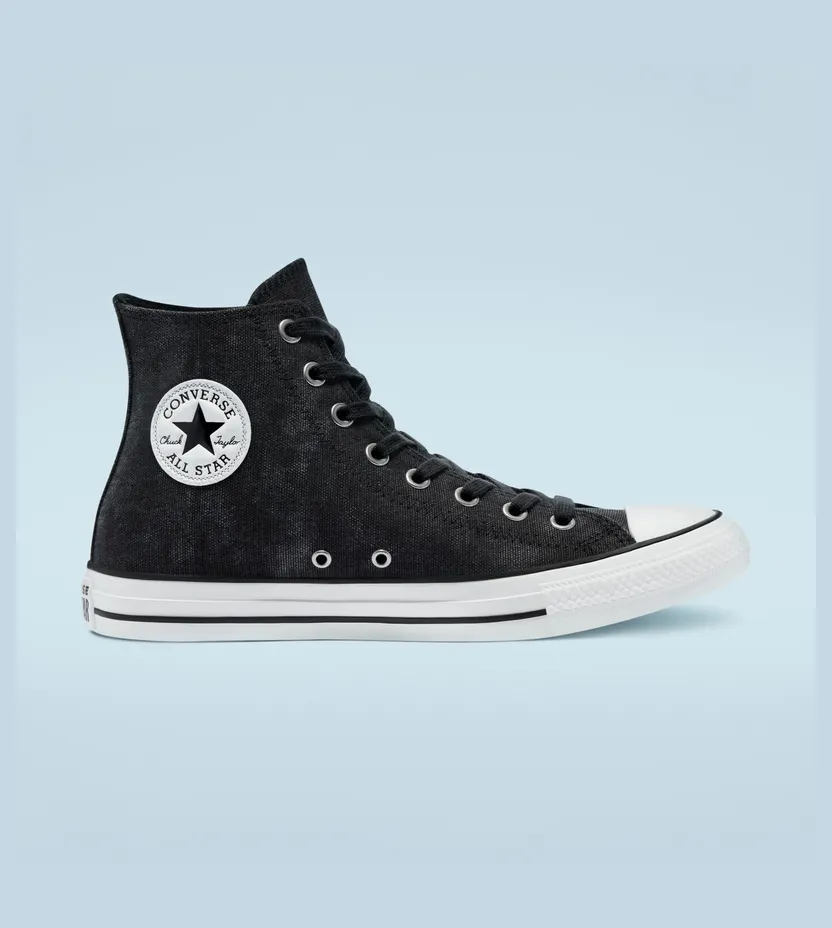 Converse Washed Canvas Chuck Taylor All Star High Top Black/black/egret (171062C)