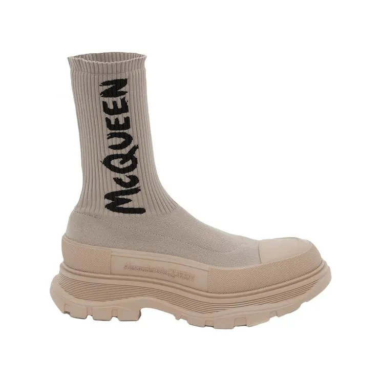 Alexander McQueen Graffiti Knit Tread Slick Boot Beige (705671W4TV19787)