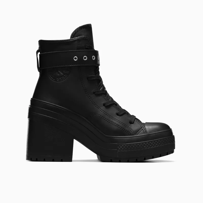 Converse Chuck 70 De Luxe Heel Platform Leather Black/Black/Black (A12208C)