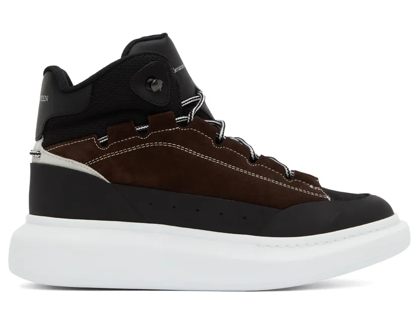 Alexander McQueen Black & Brown Leather High-Top Sneakers (682498WIB9C1459)