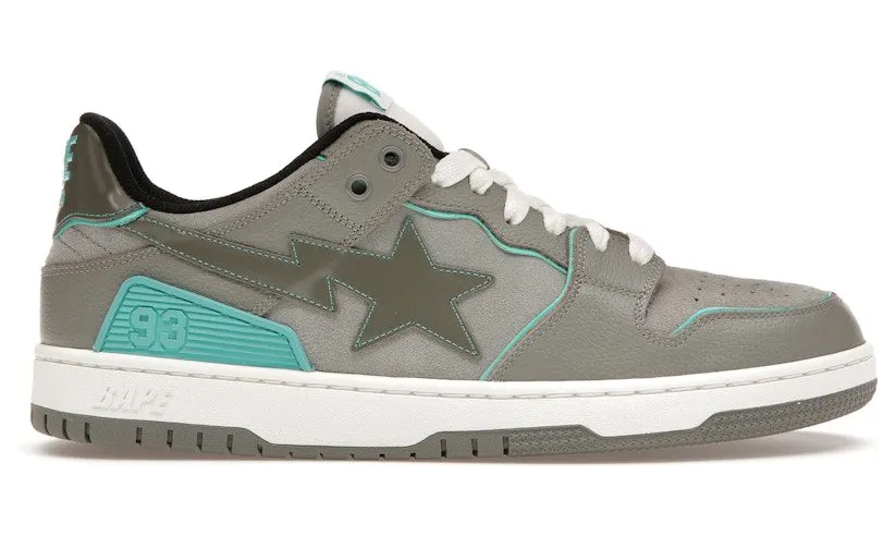 A Bathing Ape Bape SK8 Sta Grey Turquoise (1I70-191-011)