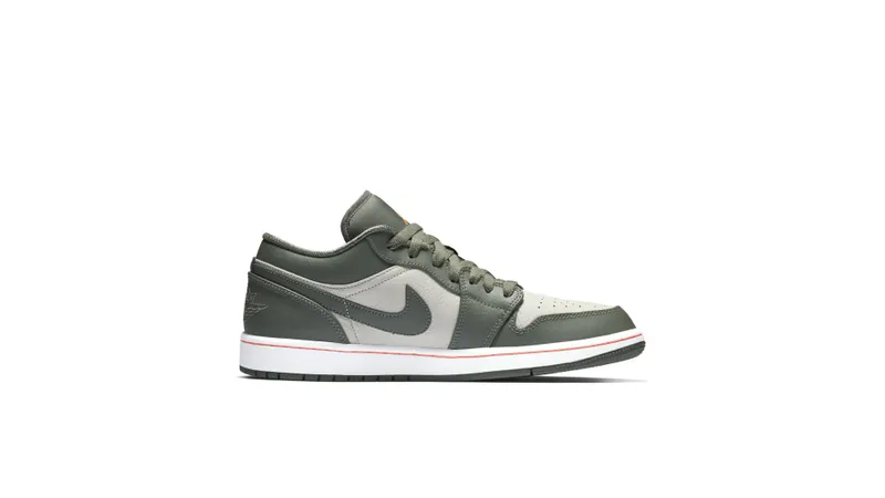 Jordan  1 Low Military Green White/Hyper Crimson-Light Bone-Vintage Lichen (553558-121)