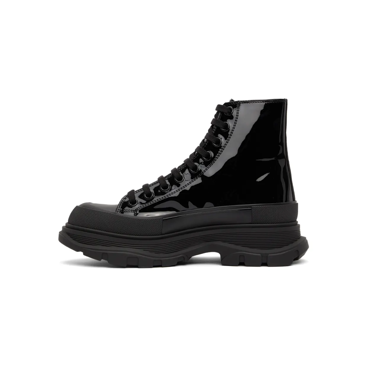 Alexander McQueen Black Patent Tread Slick High Sneakers (668775WIA35) (3)
