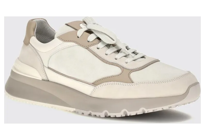 Brunello cucinelli Bicolor Suede and Leather Low-Top Sneakers with Serrated Sole White (MZUSNEO355CTG72)
