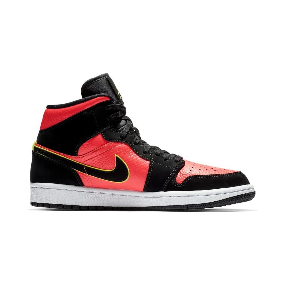 Jordan 1 Mid Black Hot Punch (W) Black/Volt-Hot Punch-White (BQ6472-006)