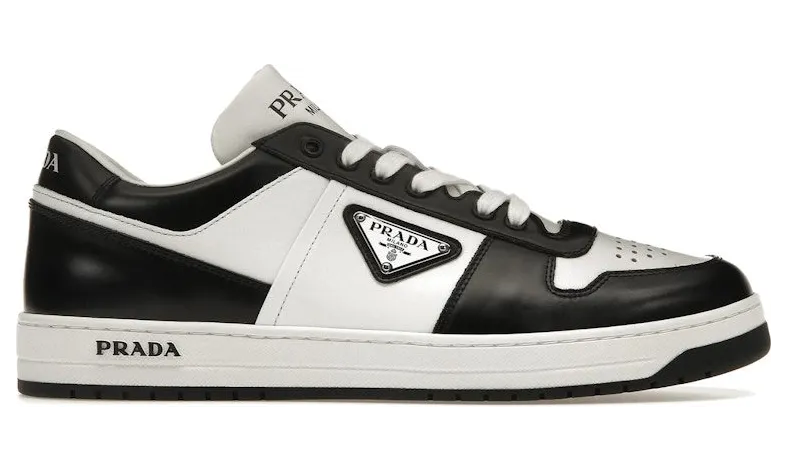 Prada Downtown Leather Low Top Sneakers White Black (1E792M_3LKG_F0964)