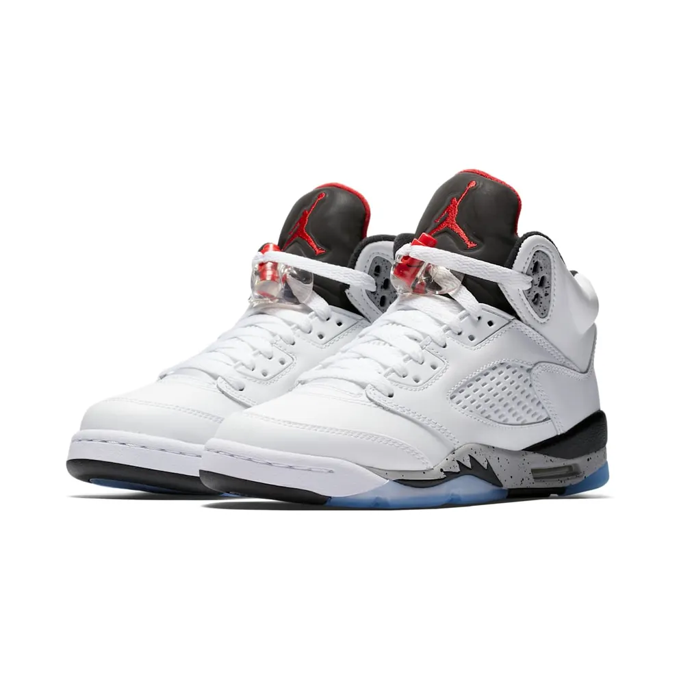 Jordan 5 Retro White Cement (GS) White/University Red-Black-Matte Silver (440888-104)
