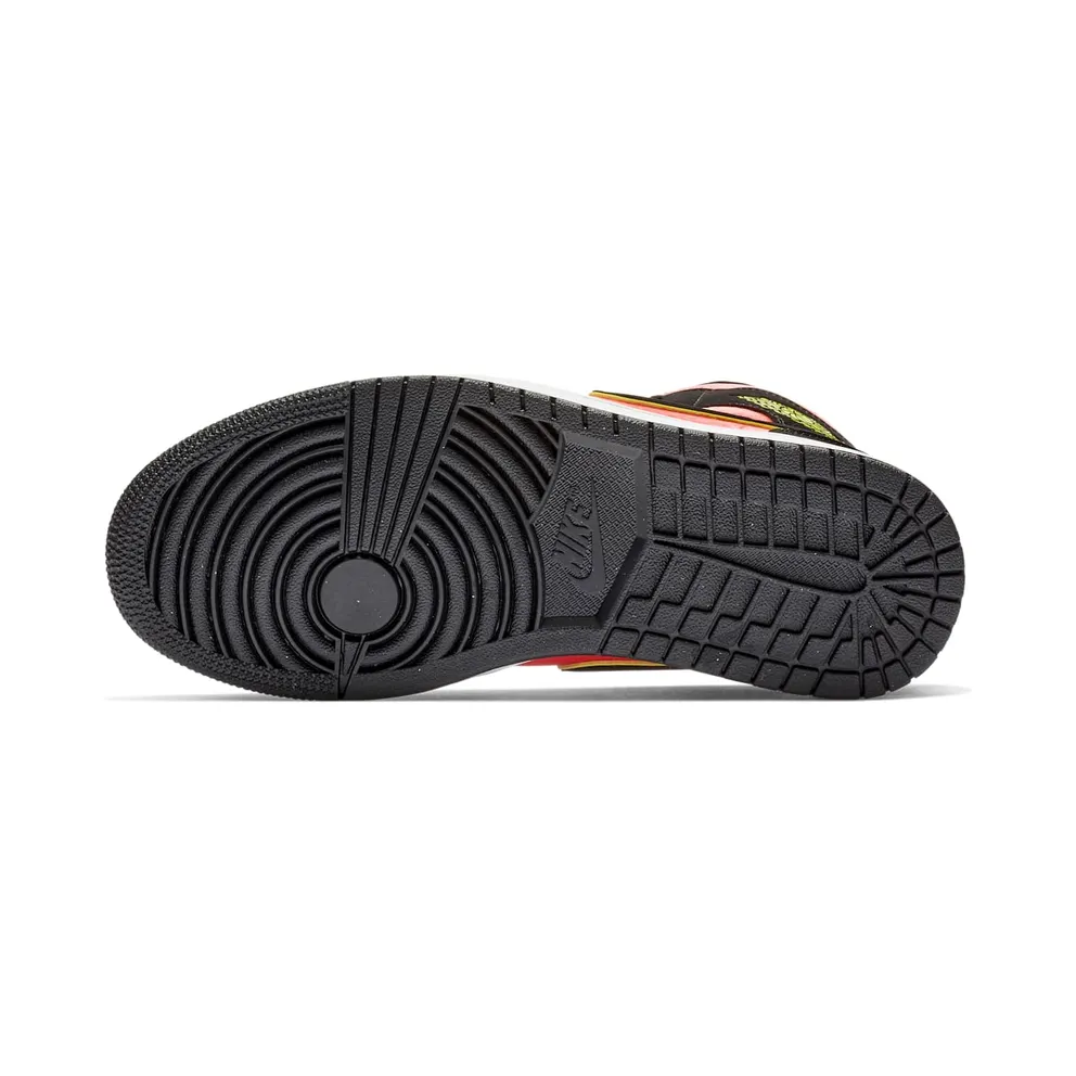 Jordan 1 Mid Black Hot Punch (W) Black/Volt-Hot Punch-White (BQ6472-006)