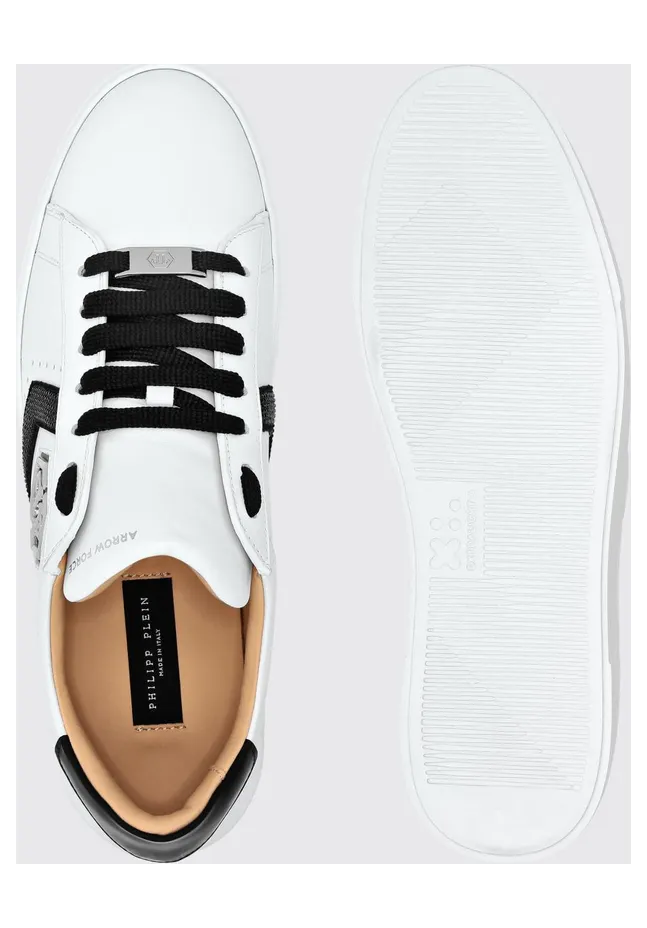 Philipp plein Low-Top Leather Sneakers with Monogram and Hexagon Logo Black (AADSUSC0678PLE075N02) (3)