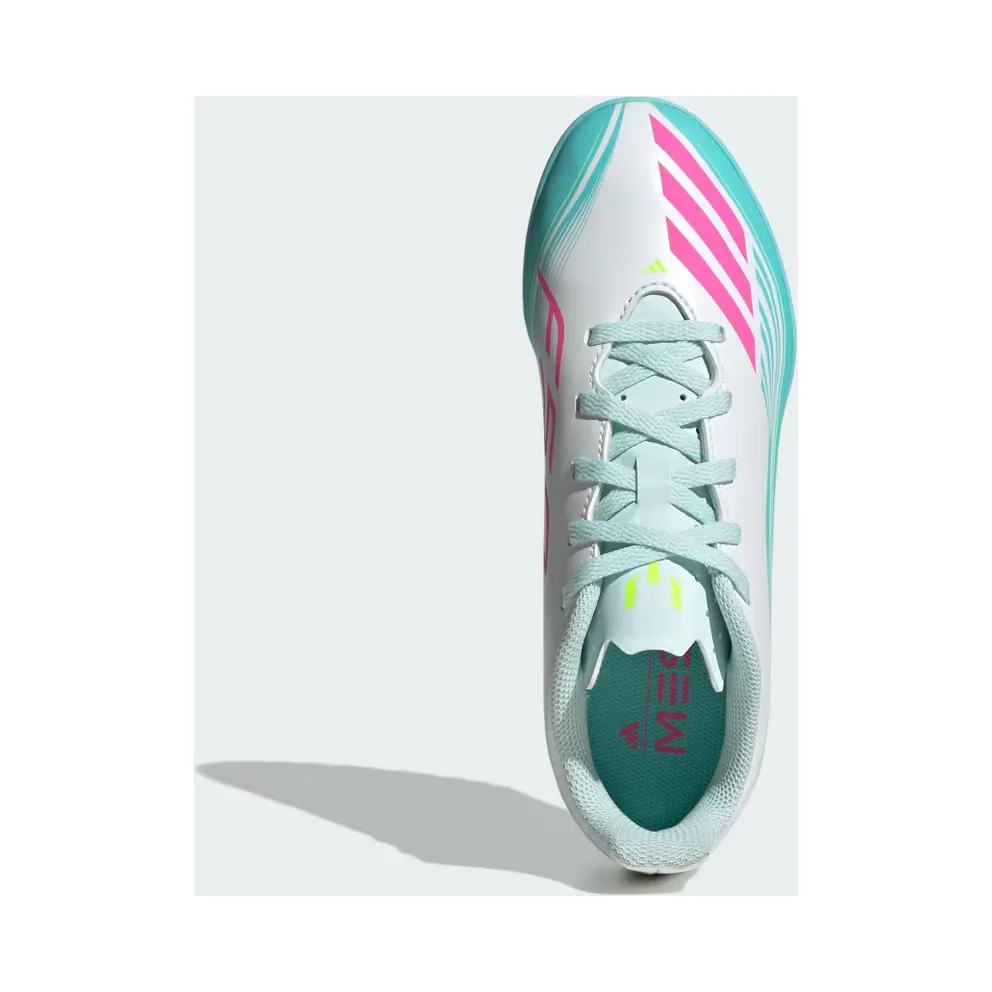 adidas F50 Messi Club Turf Football Shoes Kids “Cloud White / Lucid Pink / Flash Aqua” (JQ0949)
