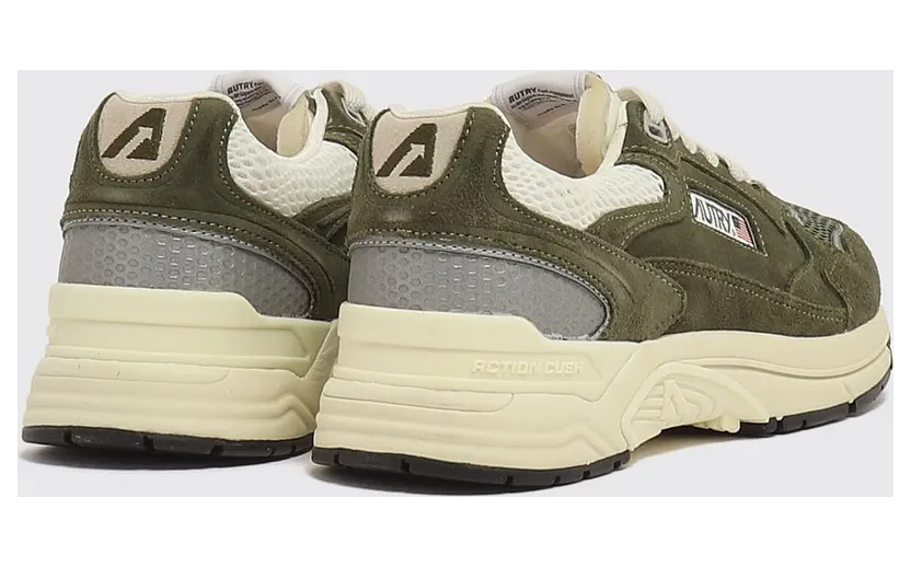 Autry Hyperway Bicolour Leather and Mesh Low-Top Sneakers Green (HYLMUM24) (2)