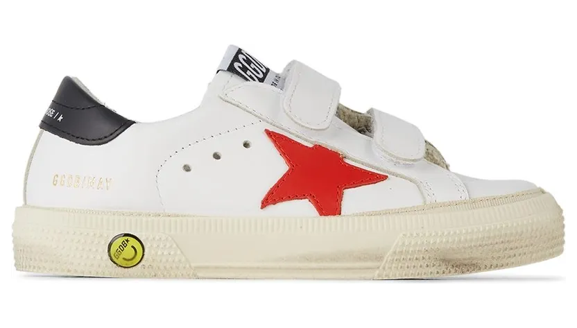 Golden Goose Baby White & Red May School Velcro Sneakers (GJF00198.F001997.10763)
