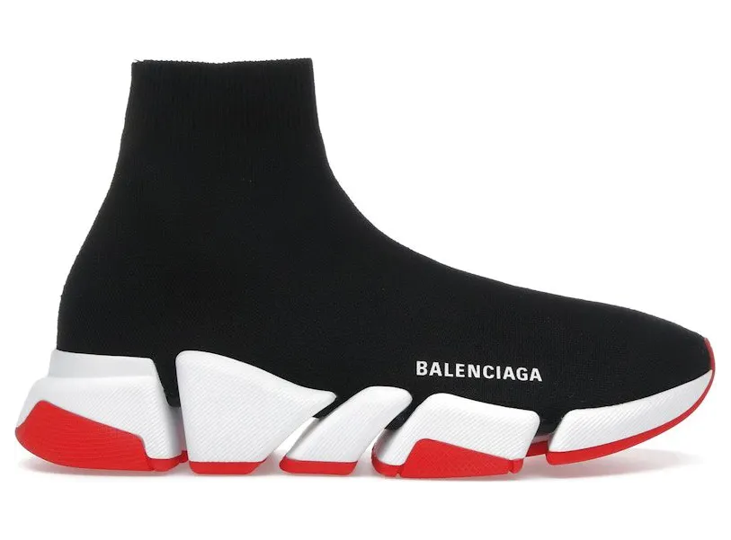 Balenciaga Speed 2.0 Recycled Knit Black White Red Sole (617239W2DB21960)