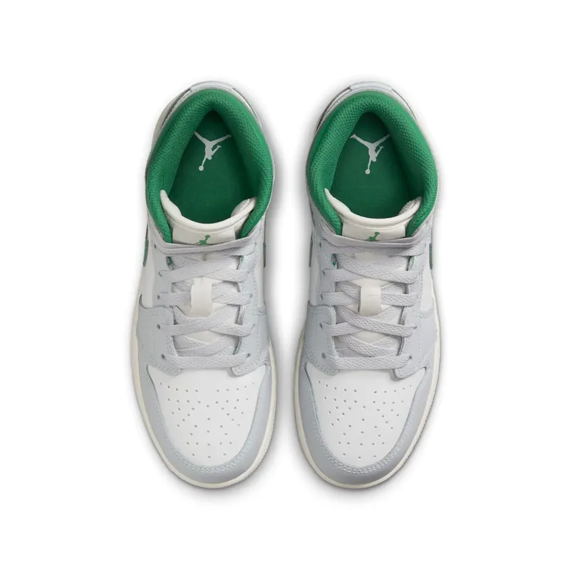 Jordan 1 Mid GS “White Pure Platinum Pine Green” (DQ8423-142)