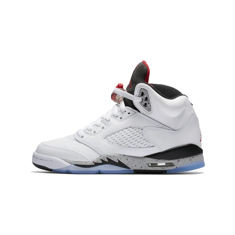 Jordan 5 Retro White Cement (GS) White/University Red-Black-Matte Silver (440888-104)
