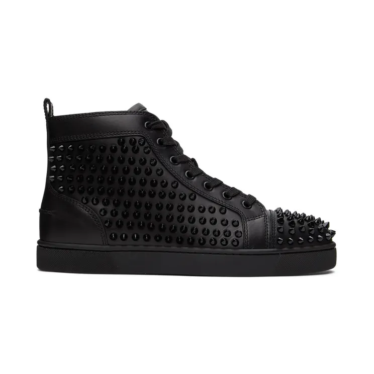 Christian Louboutin Black Louis Spikes High-Top Sneakers (1101083)