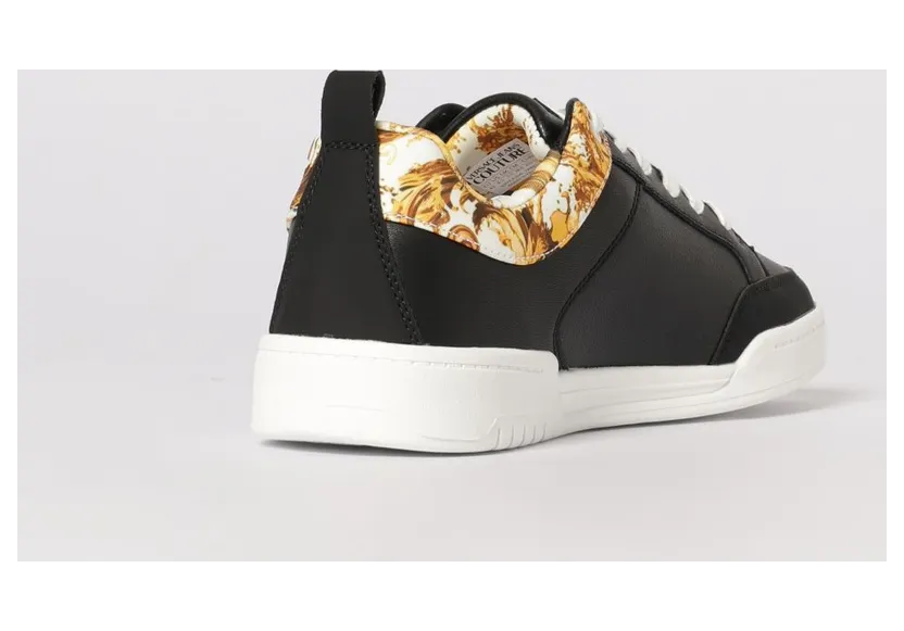 Versace Leather Sneakers with Baroque Print Black (80YA3SD6ZPB85G89) (2)