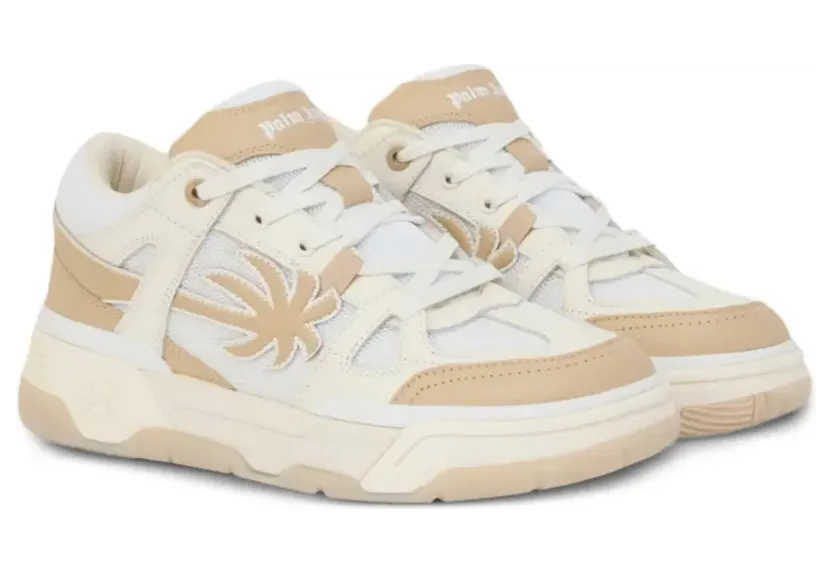 Palm Angels Palm Skate met vlakken en boompatch “White” (PMIA10YS26LEA001)