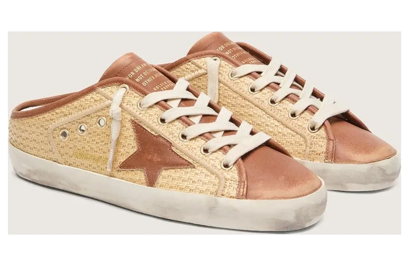 Golden Goose Women’S Super-Star Sabots In Raffia With Brick-Red Star (GWF01098.F008497.15319) (2)
