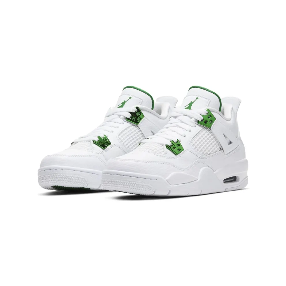 Jordan 4 Retro Metallic Green (GS) White/Metallic Silver-Pine Green (408452-113)
