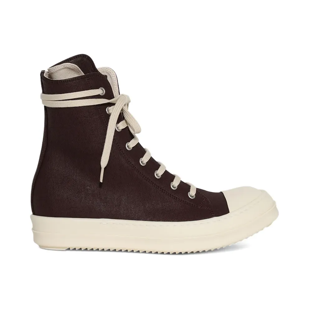 Rick Owens DRKSHDW High-Top-Sneakers aus Denim 35mm – Braun (DS02E7800DSW)