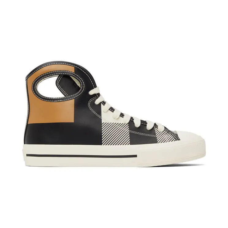 Burberry Black & White Check Porthole High-Top Sneakers (8042627)