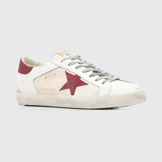 Golden goose Super Star Double Quarter Sneakers in Leather and Mesh with Worn Effect Nude (GMF00104F00872615984)
