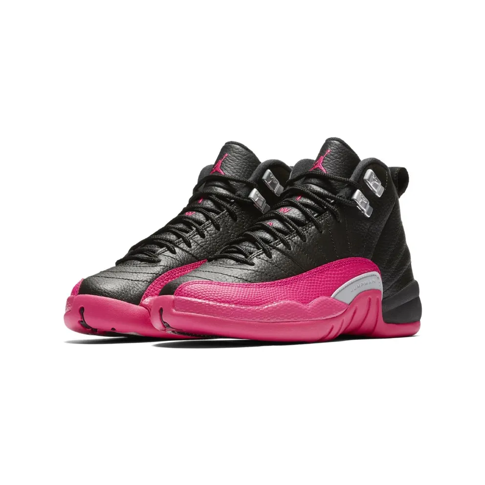 Jordan 12 Retro Black Deadly Pink (GS) Black/Deadly Pink-Metallic Silver (510815-026)