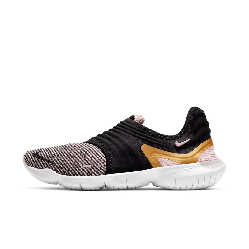 Nike Free RN Flyknit 3.0 “Black / Plum Chalk / Metallic Gold” (AQ5708-010)