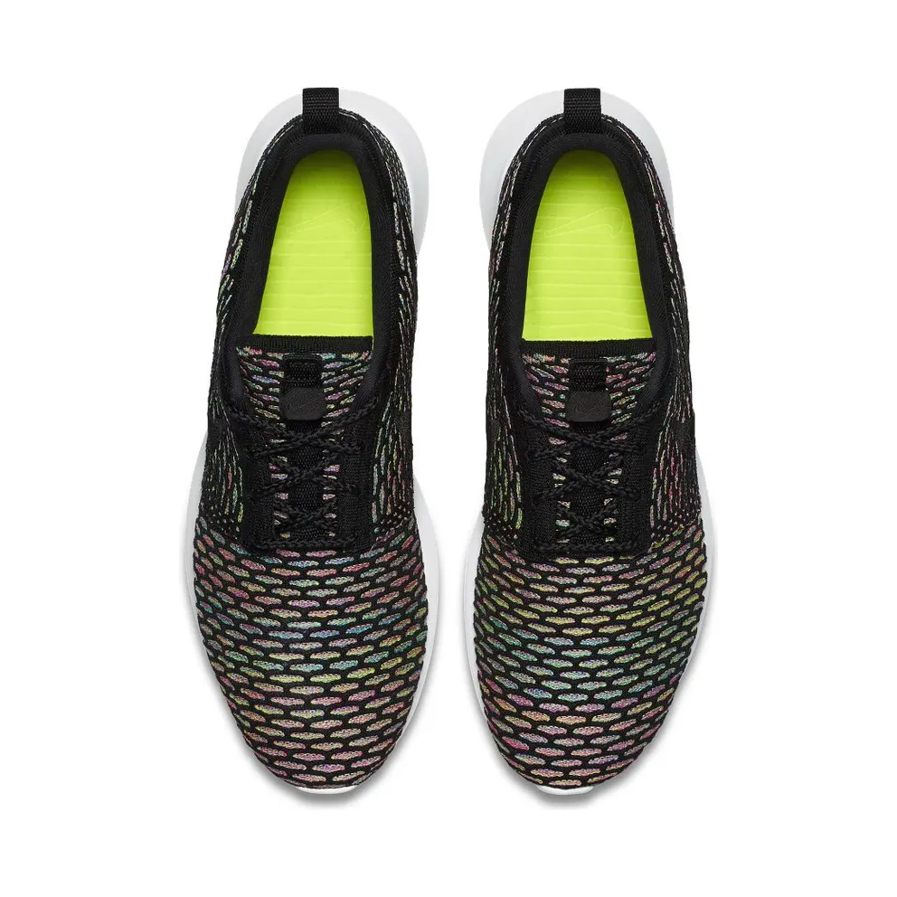 Nike Roshe Run Flyknit Multi-Color Black/Black-Pink Pow-Blue Glow (677243-013)