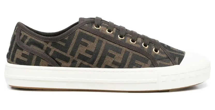 FENDI Sneakers met jacquard logo – Bruin (7E1553AJZX)