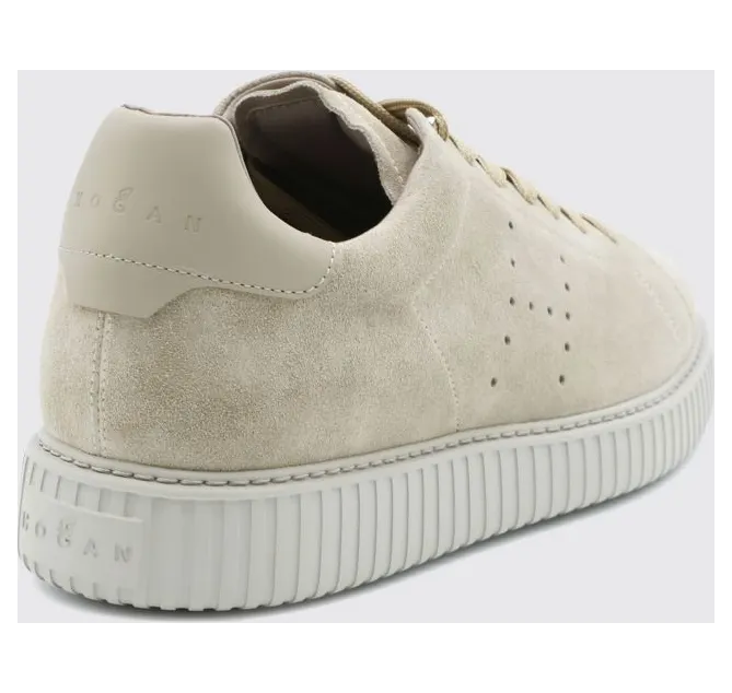 Hogan H-Stripes Suede Sneakers with Perforated H Logo Beige (HXM6770GF5FUHOC803) (2)