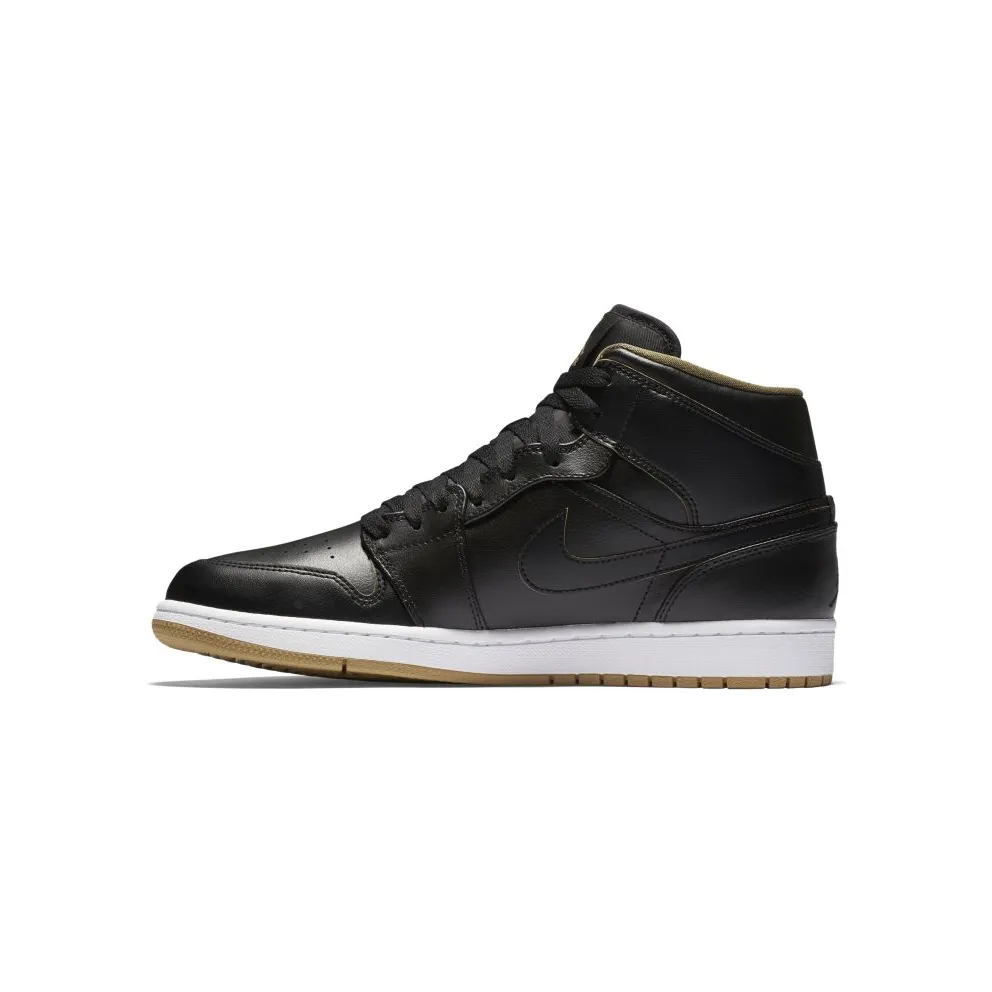 Jordan 1 Retro Mid Black Metallic Gold Black/Black-Metallic Gold-White (554724-042)