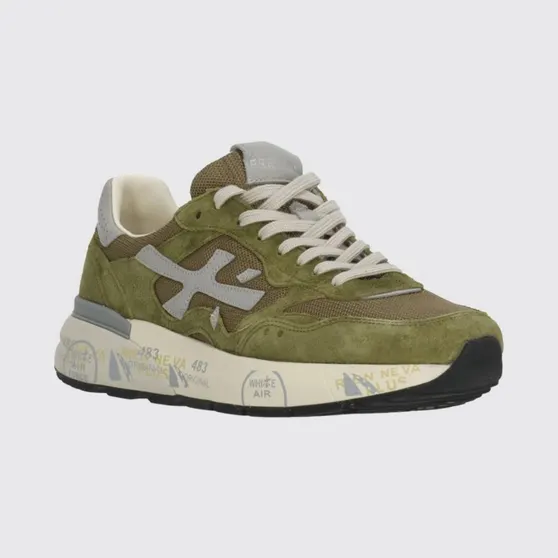 Premiata Mick Used Suede and Mesh Sneakers Military (MICK018271)