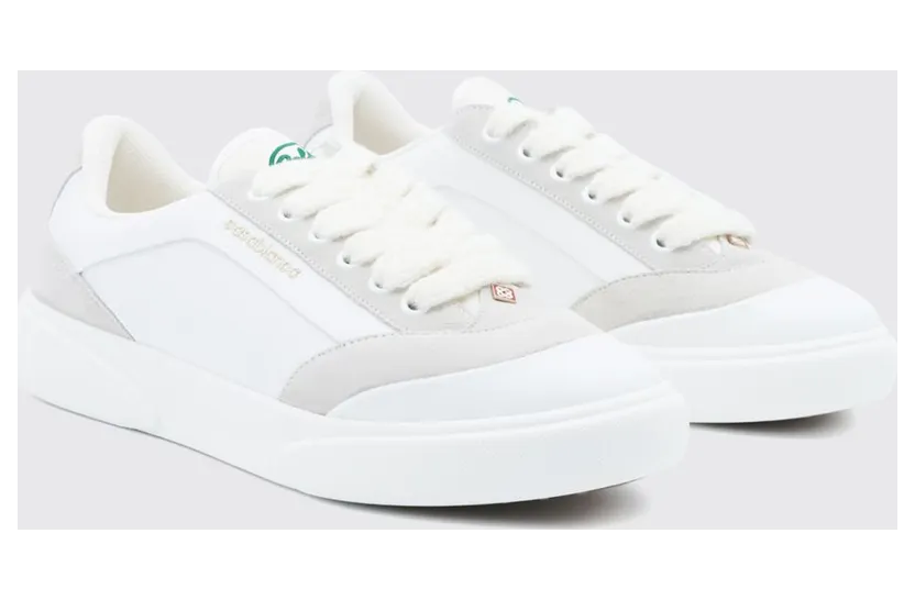 Casablanca Bicolor Leather and Fabric Sneakers with Round Toe White 1 (APF26SNK02501M)