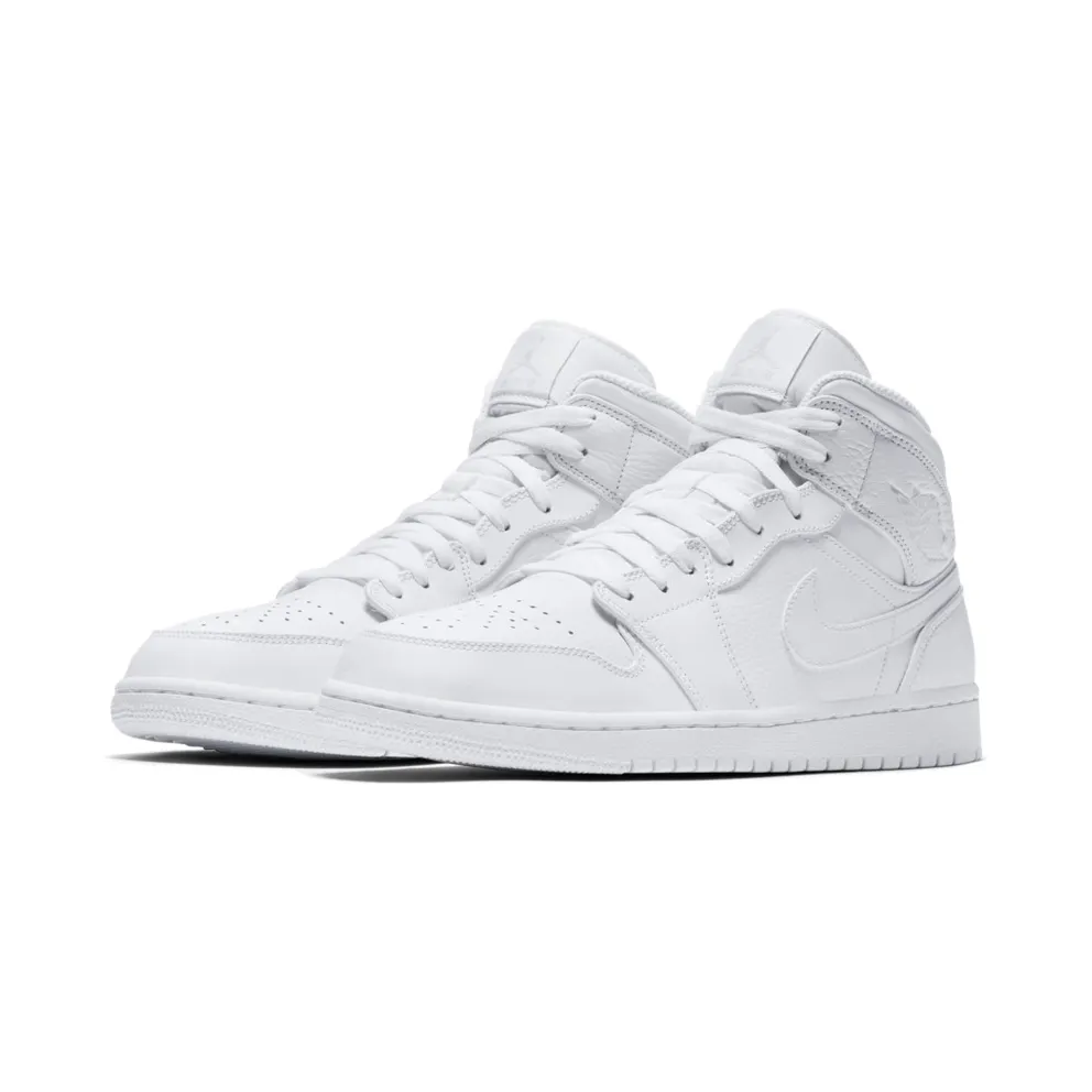 Jordan 1 Mid Triple White (2018) White/White-Pure Platinum (554724-109)