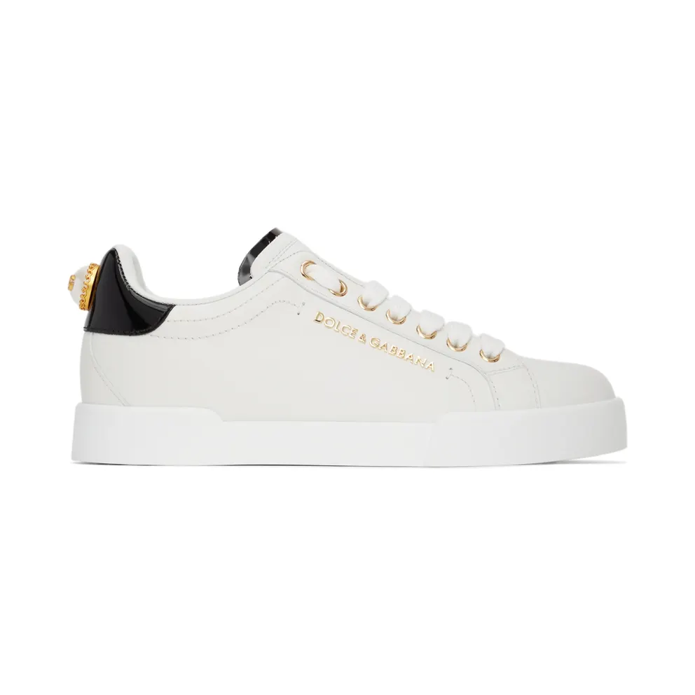 Dolce and Gabbana White Pearl Portofino Sneakers (CK1602 AH506)