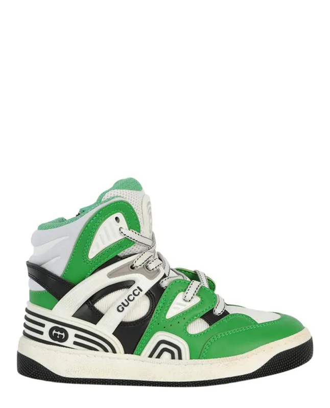 Gucci Basket Leather High Green Multi (715008-2SH90-3760)