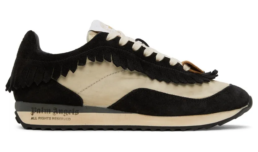 Palm Angels Off-White & Black Fringe Runner Sneakers (PMIA059S22LEA0010110)
