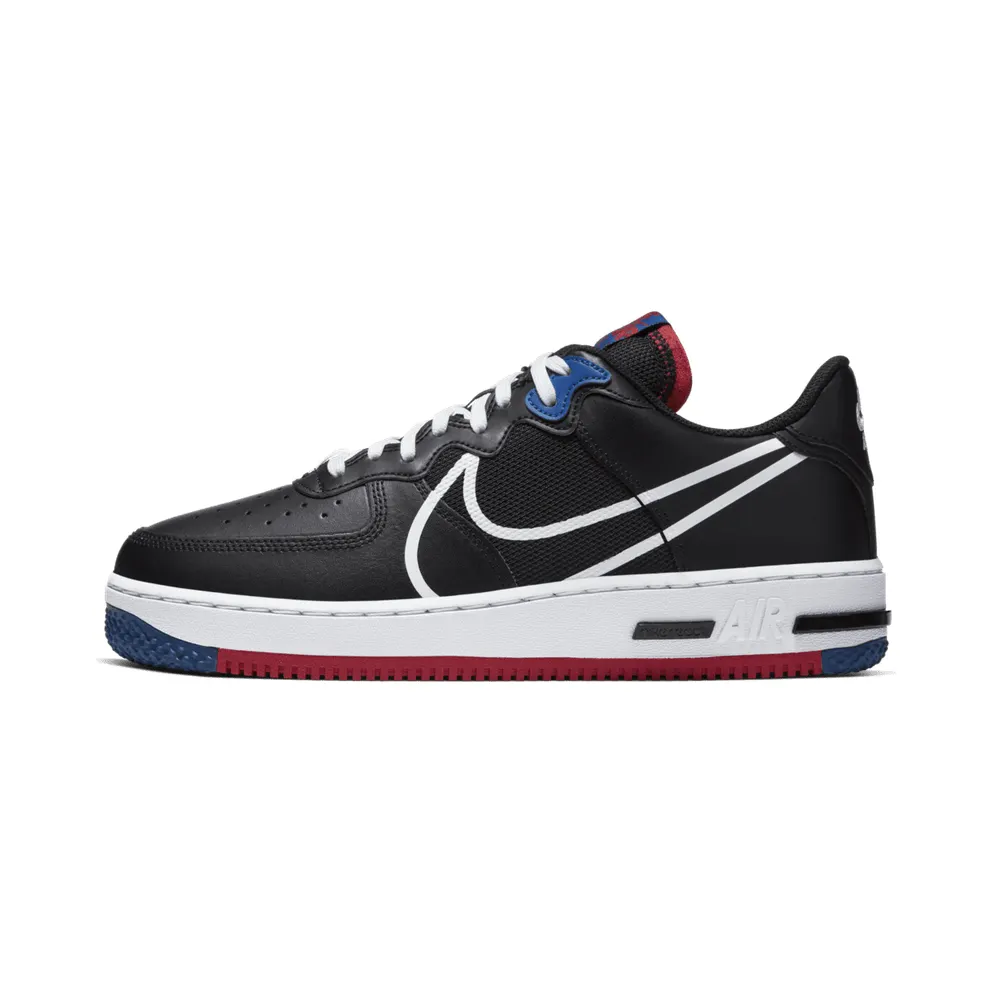 Nike Air Force 1 Low React Black White Gym Red Gym Blue Black/Gym Red-Gym Blue-White (CT1020-001)