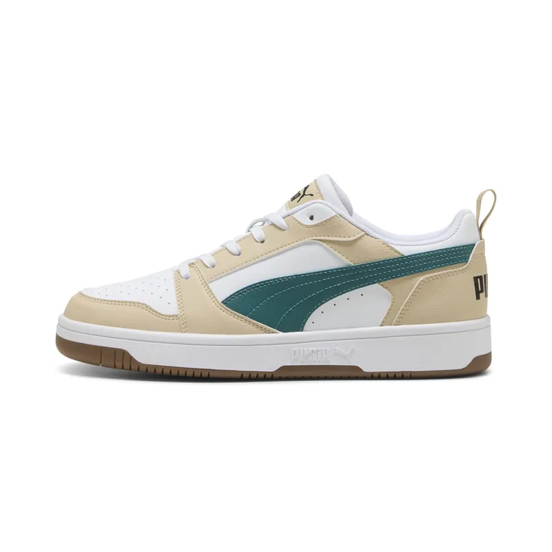 Puma Rebound V6 Low “Toasted Almond / Emerald Ice / Puma White” (392328_61)