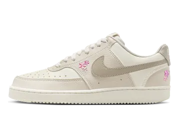 Nike Court Vision Low SE ‘Stitched Floral “Sail/Light Orewood Brown/Cream II” (IV5530-101)
