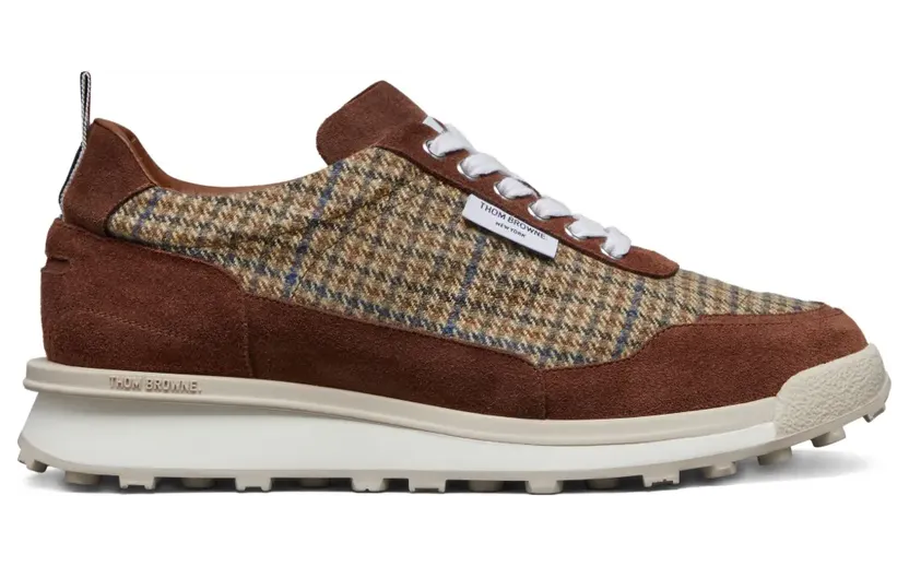 Thom Browne Cheviot Alumni Sneakers mit Gunclub-Check aus Tweed – Braun (MFD271BF0961)