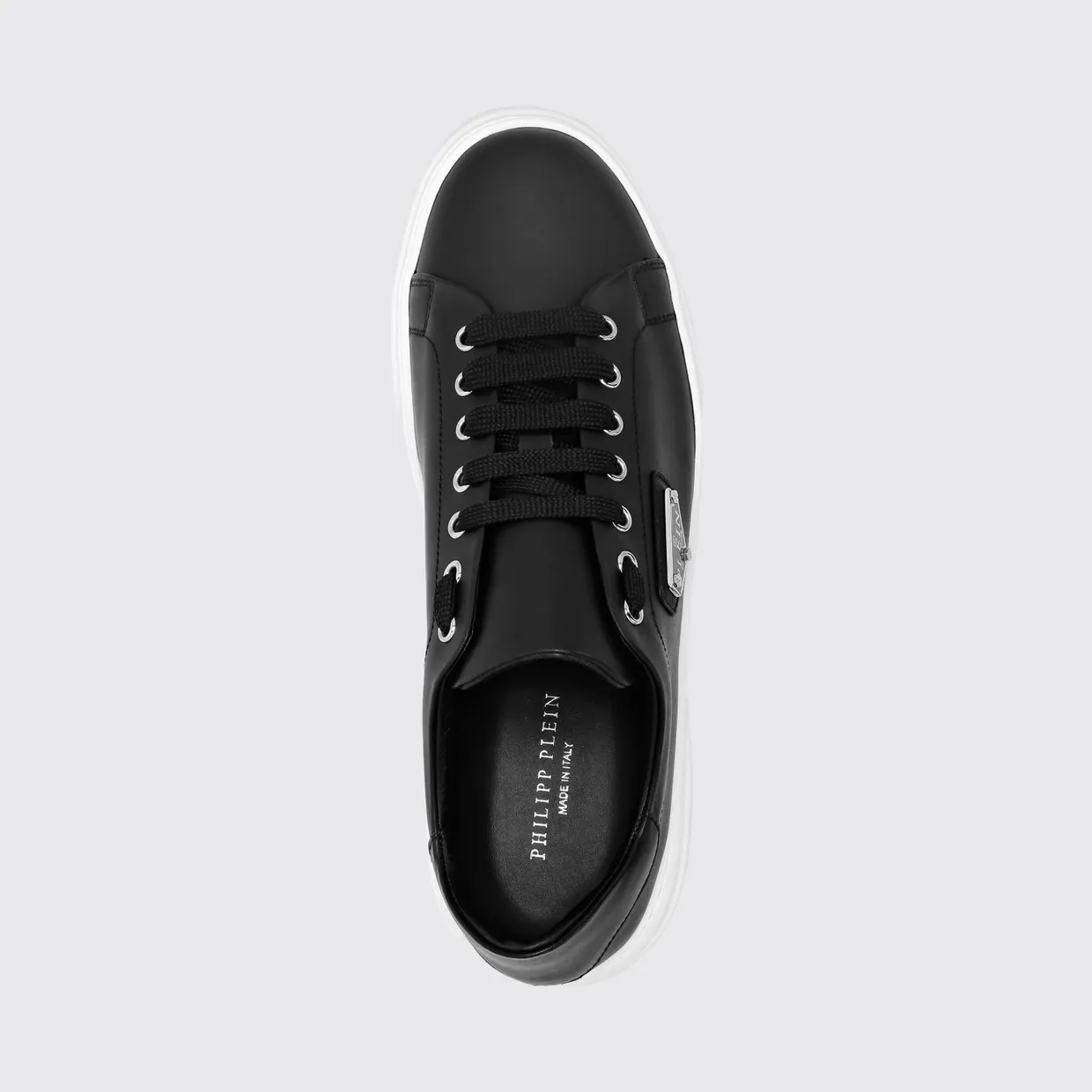Philipp plein Smooth Leather Low-Top Sneakers with Applied Side Logo Black (UADSUSC0701PLE075N02) (3)