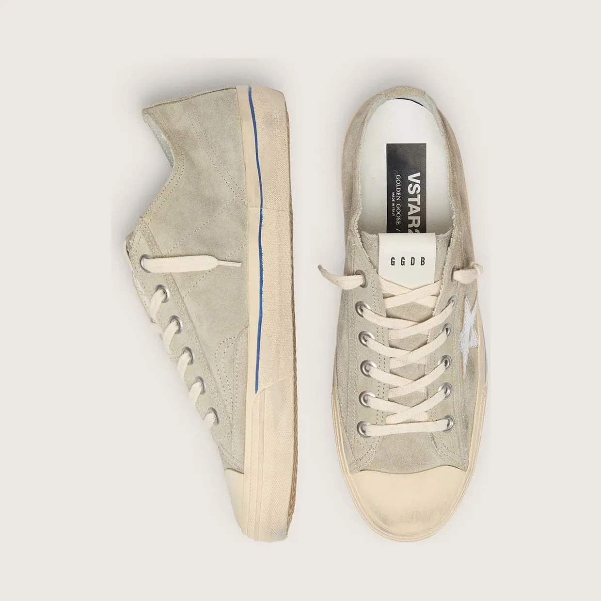 Golden Goose V-Star In Dove-Gray Suede With Silver Metallic Leather Star (GMF00129.F003433.60372) (4)