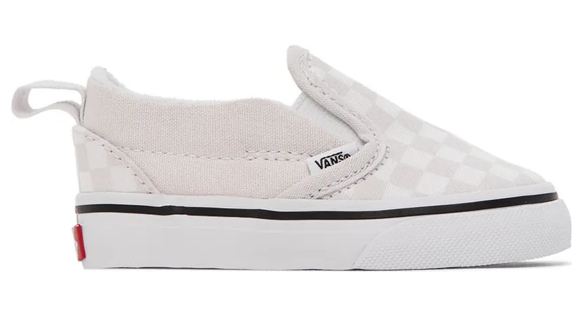 Vans Baby Beige & White Checkerboard Slip-On V Sneakers (VN0A5EFKBDS)